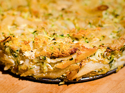 Pasta Pie with Zucchini and Pine Nuts