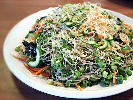 Vegan Bean Noodle Salad with Cucumbers and Green Onion