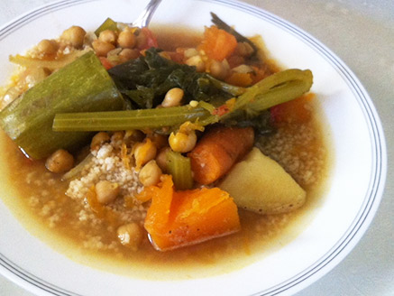 Whole Couscous with Vegetable-Rich Soup