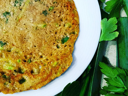 Vegan Omelette with Green Onion and Parsley