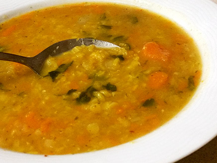 Vegan Red and Yellow Lentil Soup with Vegetables