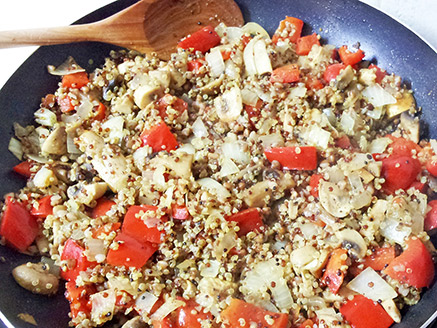 Quinoa Trio with Buckwheat and Vegetables in a Pan