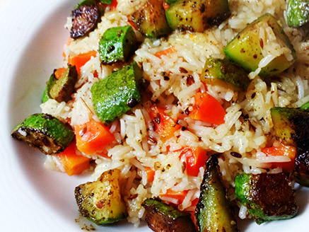 Basmati Rice with Carrot, Zucchini and Cumin Seeds